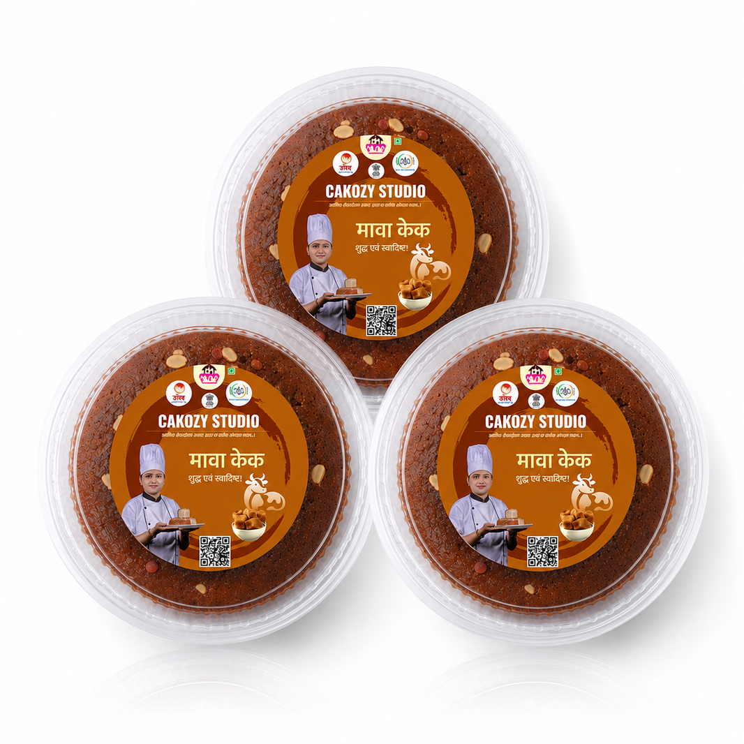 CAKOZY STUDIO Premium Cow Milk Mava Cake Traditional Indian Bakery Dessert Rich Milk Mava Soft Sweet Delicacy Pack Of 3 750 gm For Celebrations Gifting