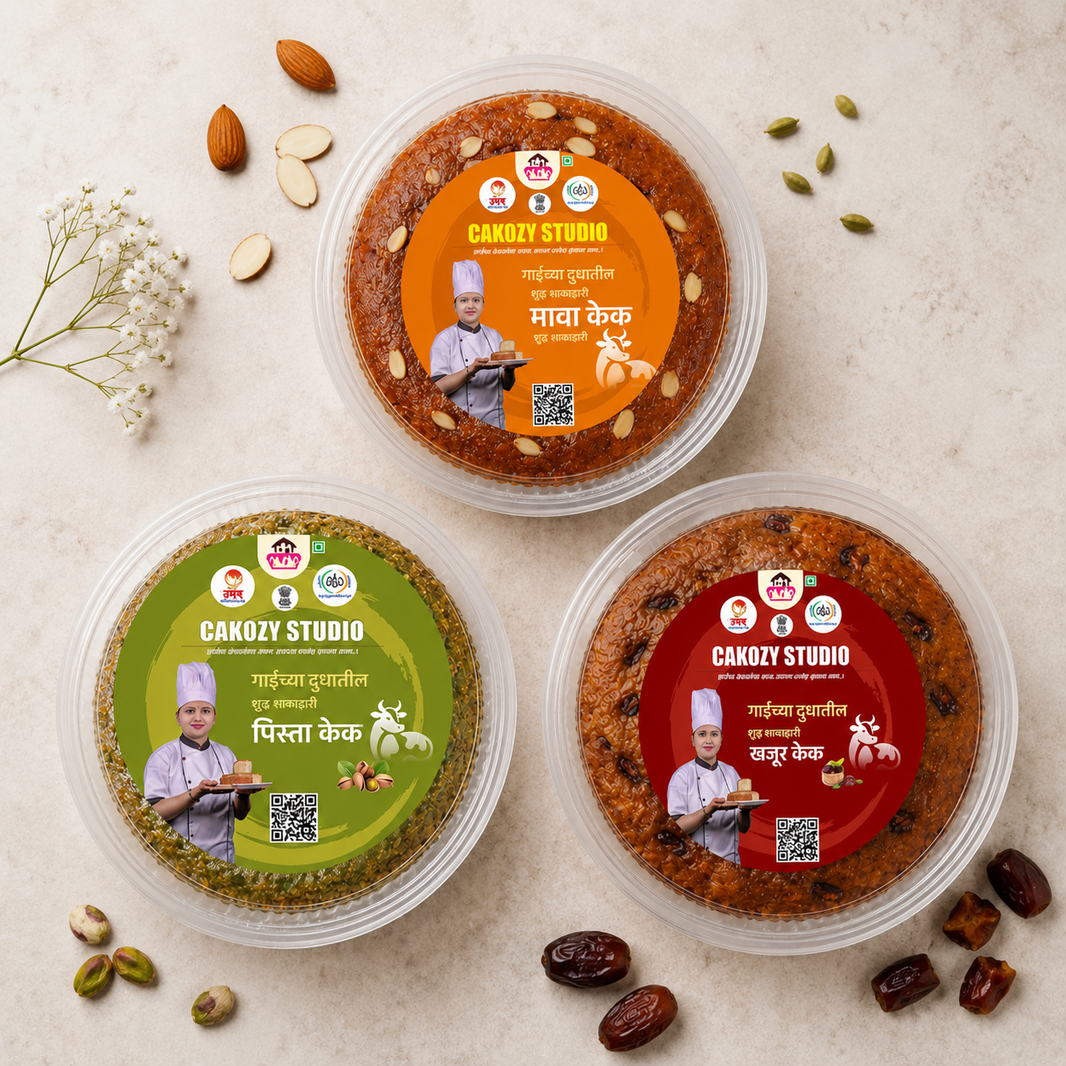 CAKOZY STUDIO Jaggery Mava Pista Khajur Cake Combo Traditional Indian Bakery Dessert Pack Of 3 750 gm Variety Pack For Celebrations Sharing Gifting