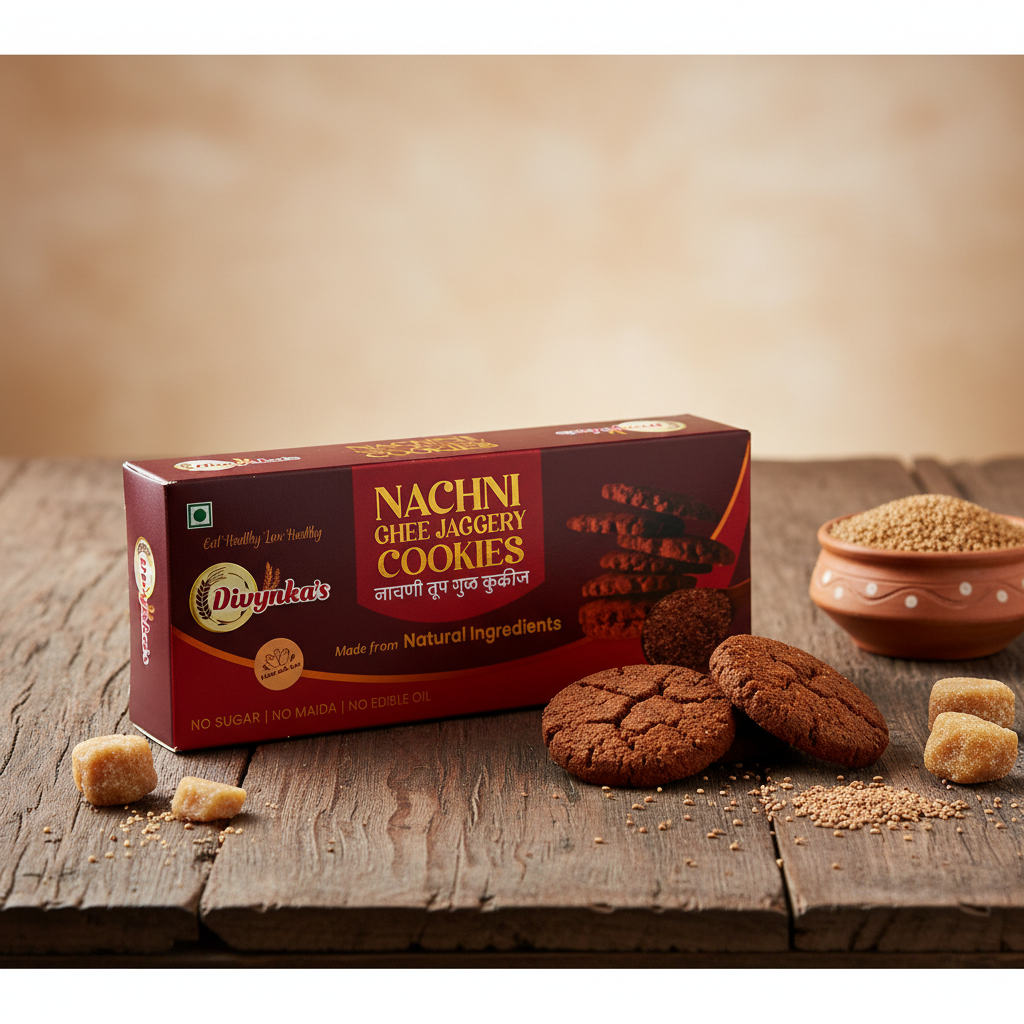 DIVYNKA Handcrafted Nachani Cookies Organic Jaggery Millet Goodness Pack of 100 gm