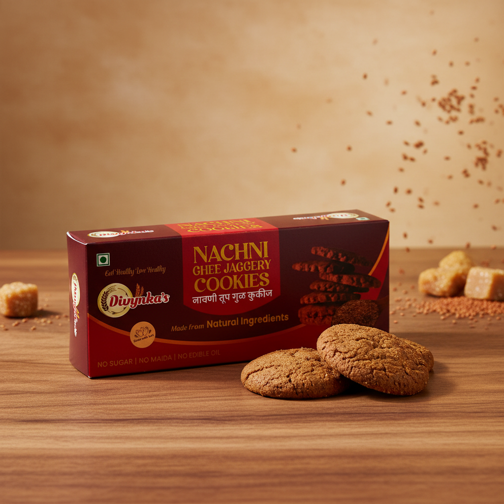 DIVYNKA Handcrafted Nachani Cookies Organic Jaggery Millet Goodness Pack of 100 gm