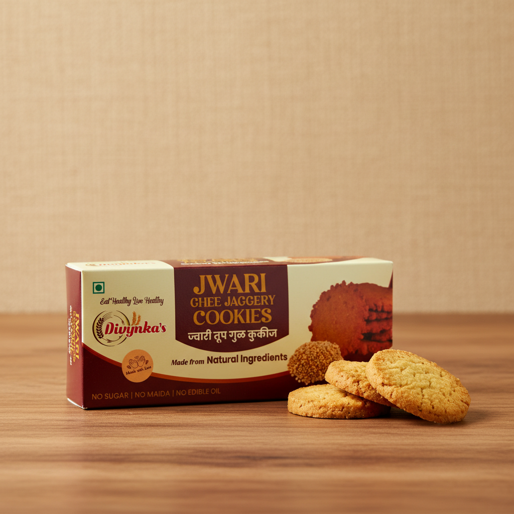 DIVYNKA Jawari Cookies – Healthy, Handcrafted Cookies with Ghee Jaggery, No Maida, No Artificial colour, Pack of 100 gm