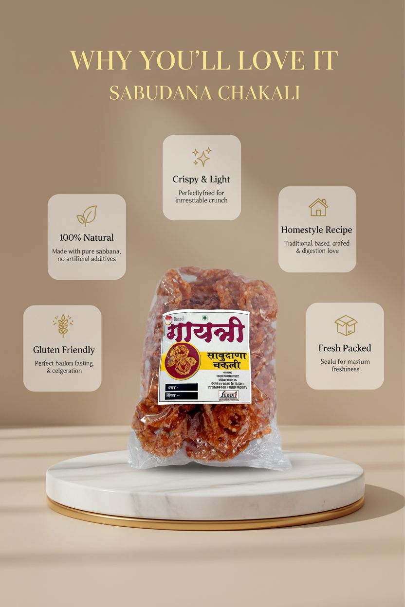 GAYATRI Sabudana Chakali Pack of 1000 gm Traditional Crispy Sago Snack Light Crunchy Upvas Special Snack