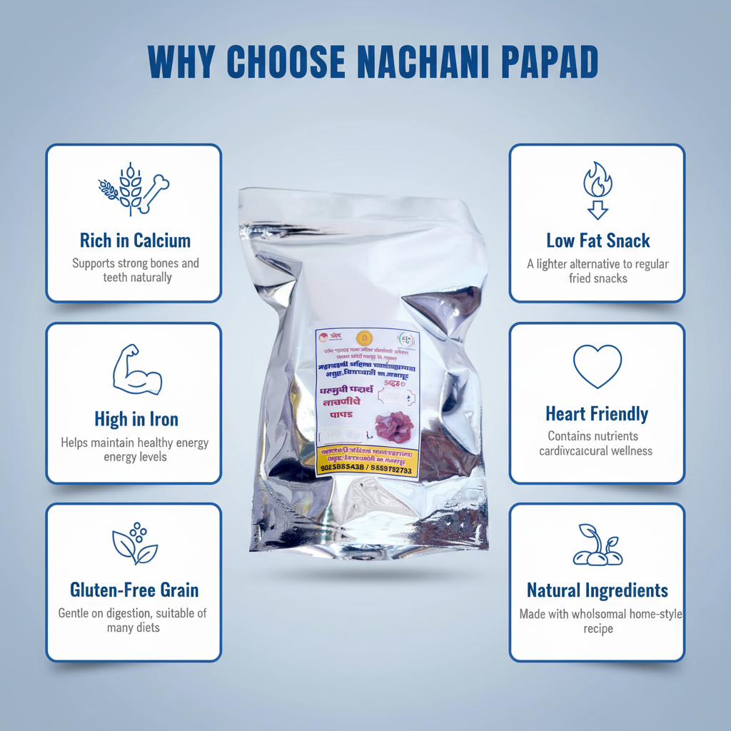 MAHALAXMI Nachani Papad Pack of 500 gm Nutritious Ragi Papad Crispy Traditional Meal Accompaniment Rich in Calcium