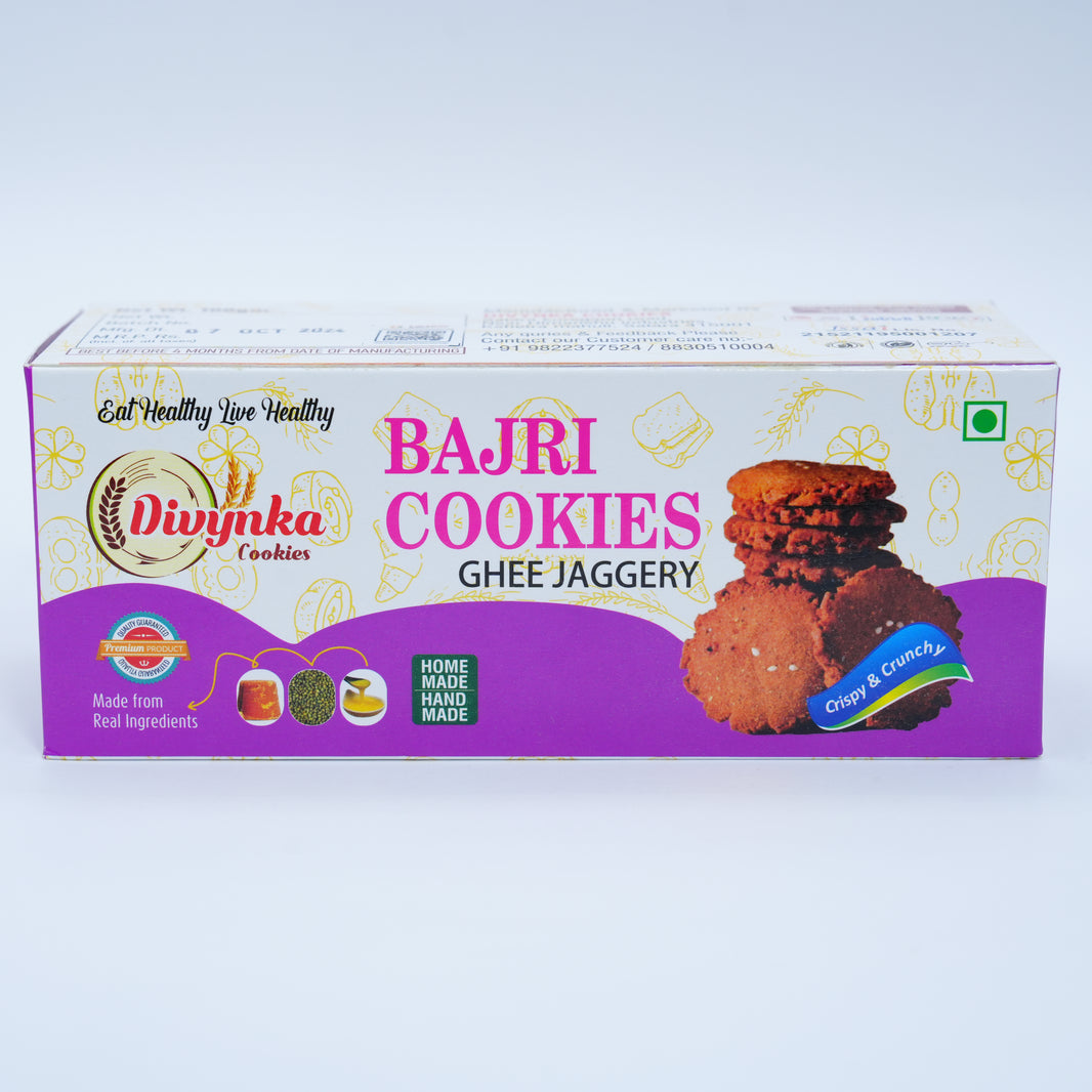 DIVYNKA Bajri Cookies – Handcrafted Cookies with Natural Jaggery, No Maida, No Artificial colour, Pack of 100 gm