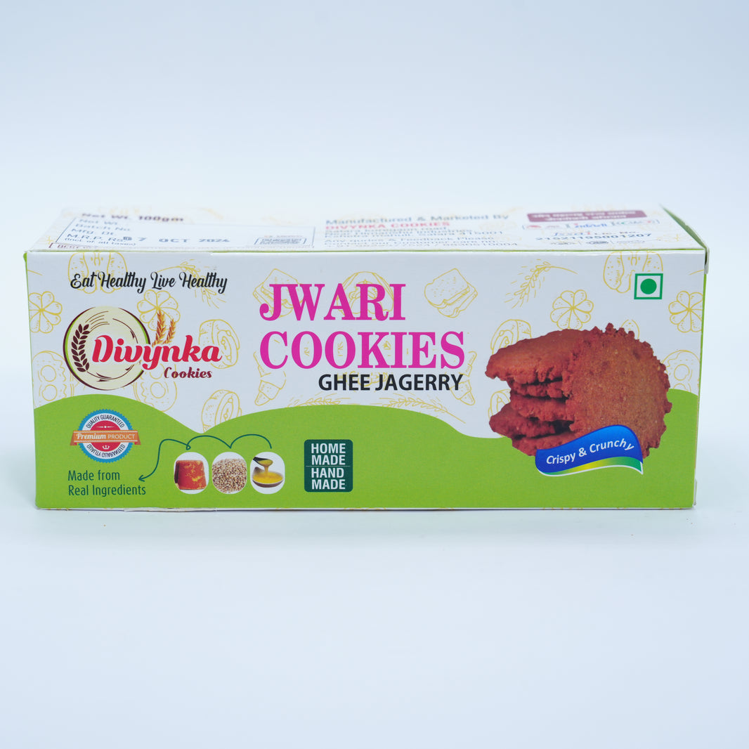 DIVYNKA Jawari Cookies – Healthy, Handcrafted Cookies with Organic Jaggery, No Maida, No Artificial colour, Pack of 100 gm