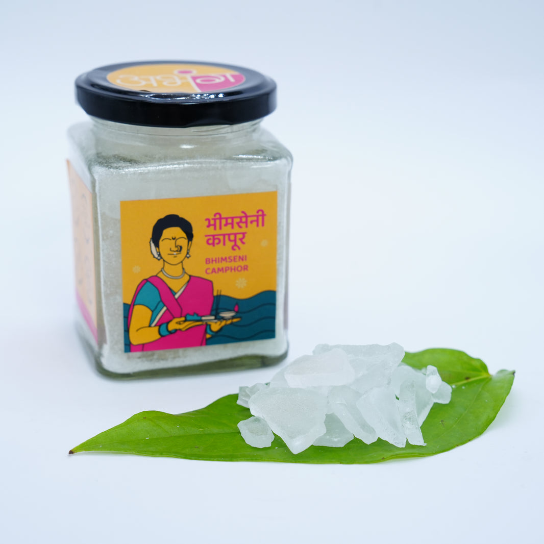 ABHANG Bhimseni Kapoor (Camphor) – Natural, Pure Fragrance,100 gm Glass Jar