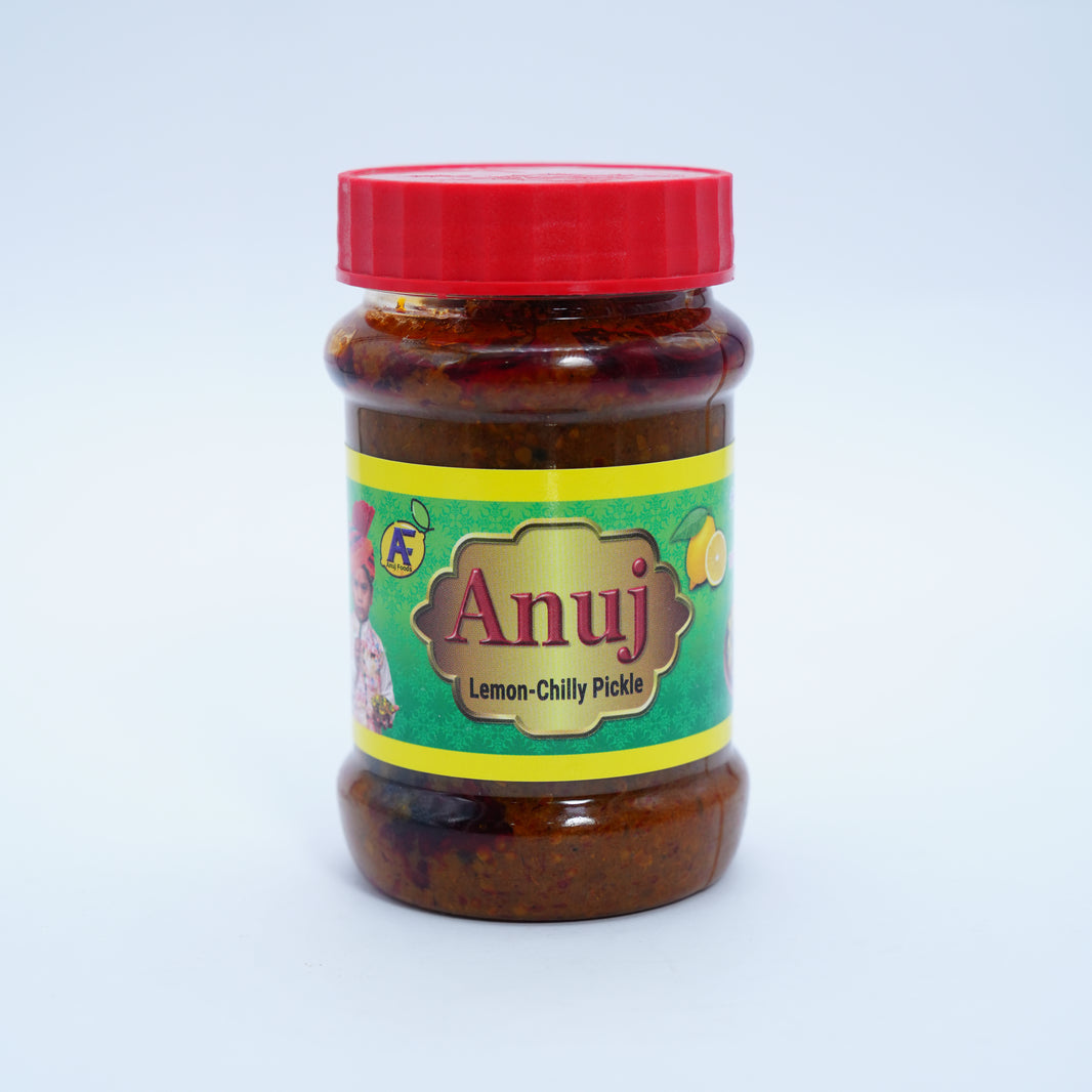 ANUJ FOODS Lemon Chilly Pickle – Authentic Handcrafted Flavor, No Artificial Ingredients, Pack of 200 gms