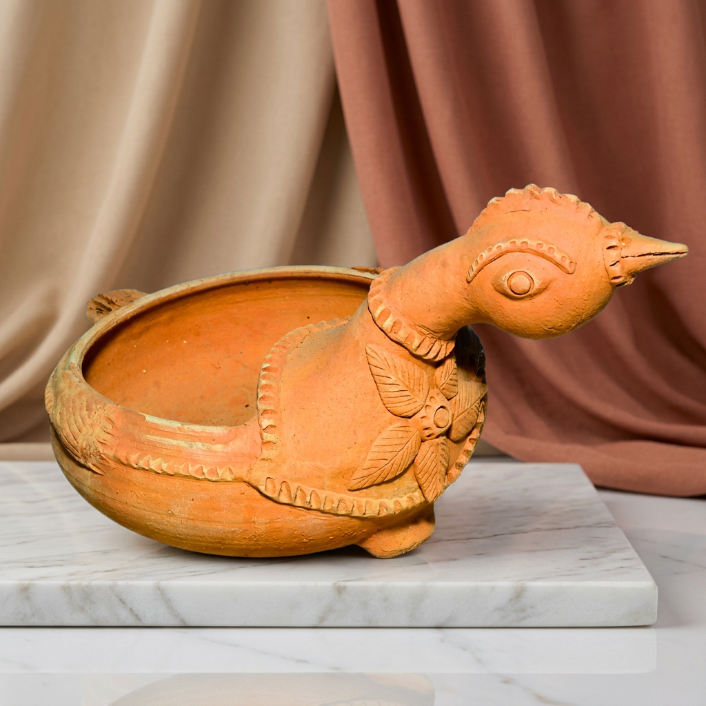ARTISAN TERRACOTTA DUCK STAND, Made By Natural Soil, Local Craftsmanship, PM Vishwakarma, Pack Of 1