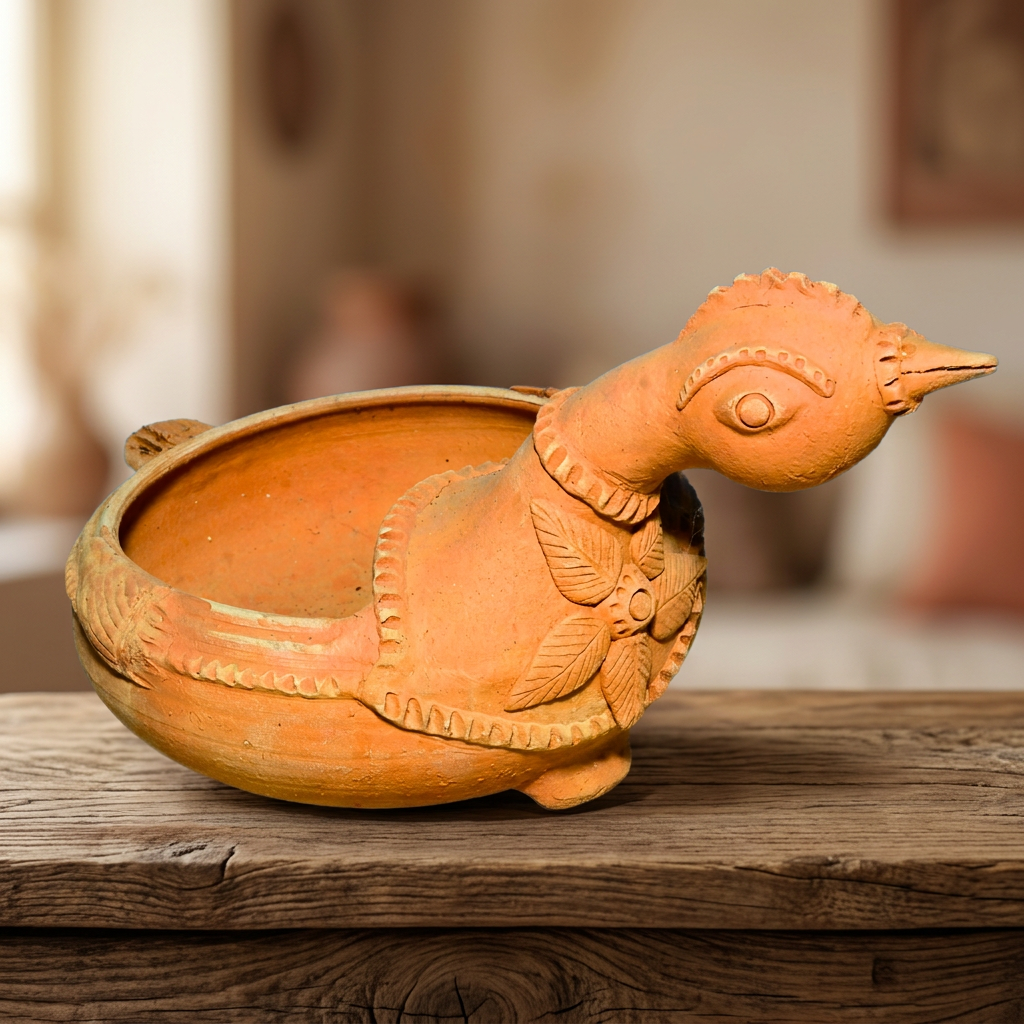 ARTISAN TERRACOTTA DUCK STAND, Made By Natural Soil, Local Craftsmanship, PM Vishwakarma, Pack Of 1