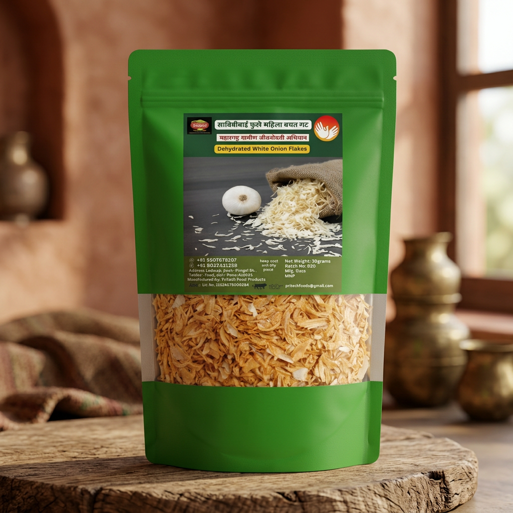 SHREYA TRADING COMPANY Dry White Onion Flakes Pack Of 200gm Dehydrated White Onion Ready To Use Mild Sweet Flavour Convenient Cooking Ingredient From Maharashtra