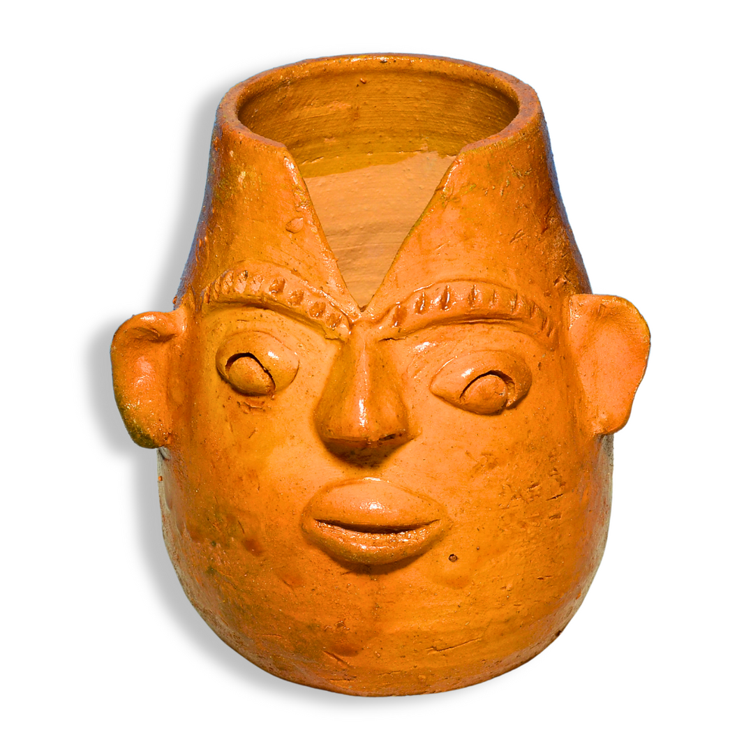 HANDCRAFTED TERRACOTTA FACE PEN STAND, Made By Natural Soil, Local Craftsmanship, PM Vishwakarma, Pack Of 1