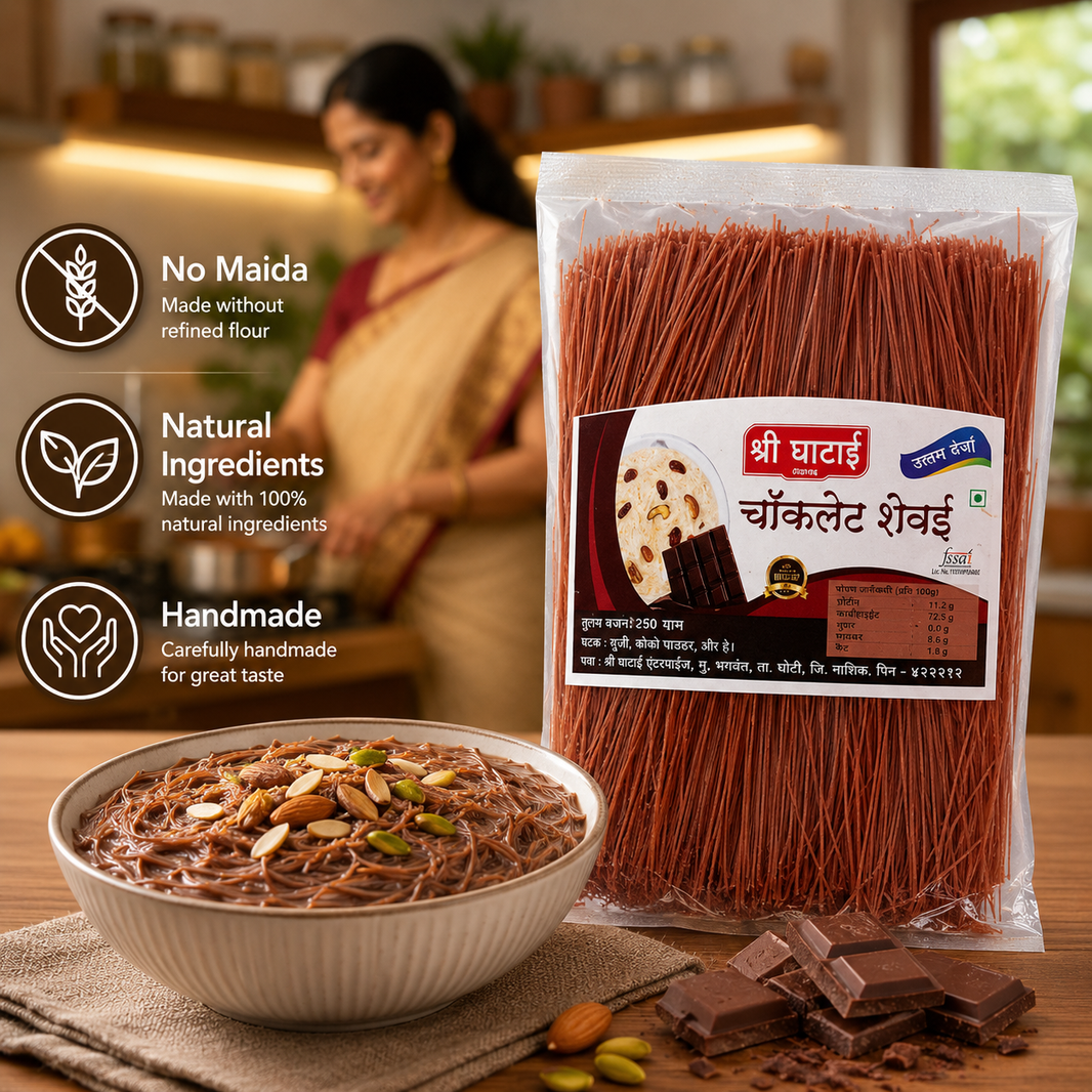 GHATAIDEVI SHG, Chocolate Shevai, No Maida Made By Natural Ingredients, Pack of 200 gm