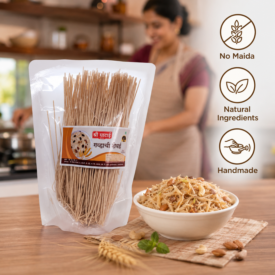 GHATAIDEVI SHG, Wheat Shevai, No Maida Made By Natural Ingredients, Pack of 200 gm
