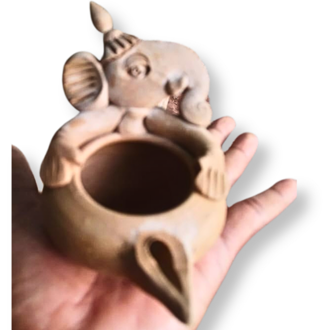 GANESH LAMP Terracotta, Made By Natural Soil, Local Craftsmanship, PM Vishwakarma, Pack Of 1