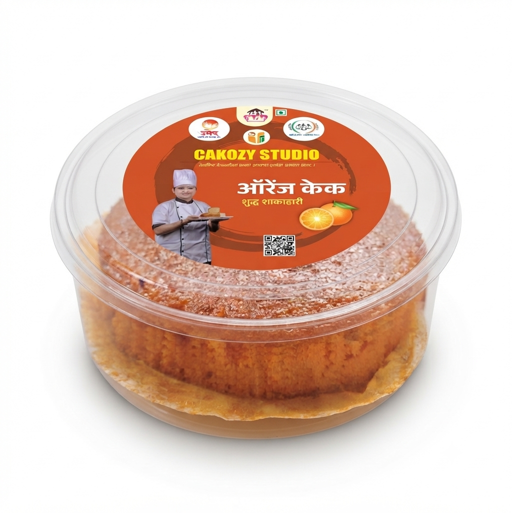 CAKOZY STUDIO Natural Jaggery Orange Cake Traditional Indian Bakery Dessert With Refreshing Orange Flavour 250 gm Pack Of 1 Handcrafted Sweet Delicacy For Celebrations