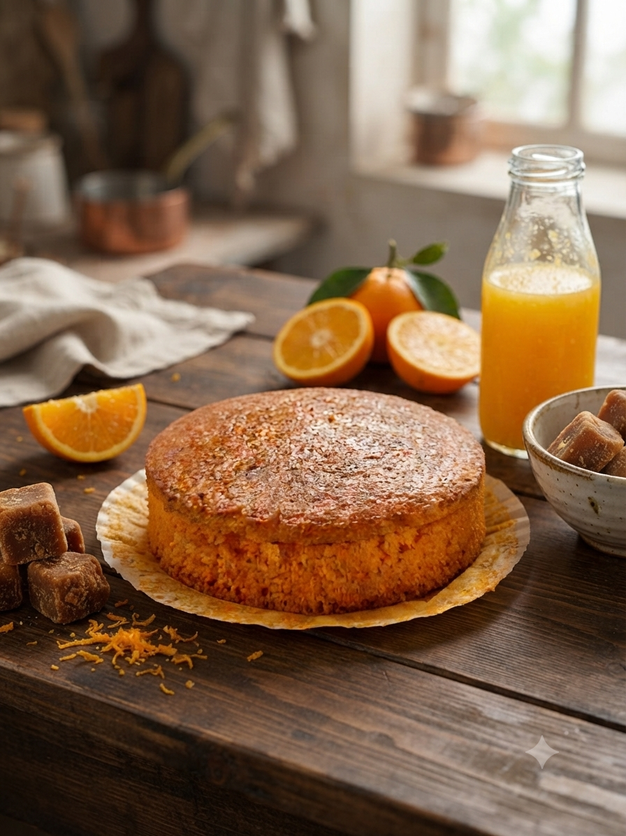 CAKOZY STUDIO Natural Jaggery Orange Cake Traditional Indian Bakery Dessert With Refreshing Orange Flavour 250 gm Pack Of 1 Handcrafted Sweet Delicacy For Celebrations