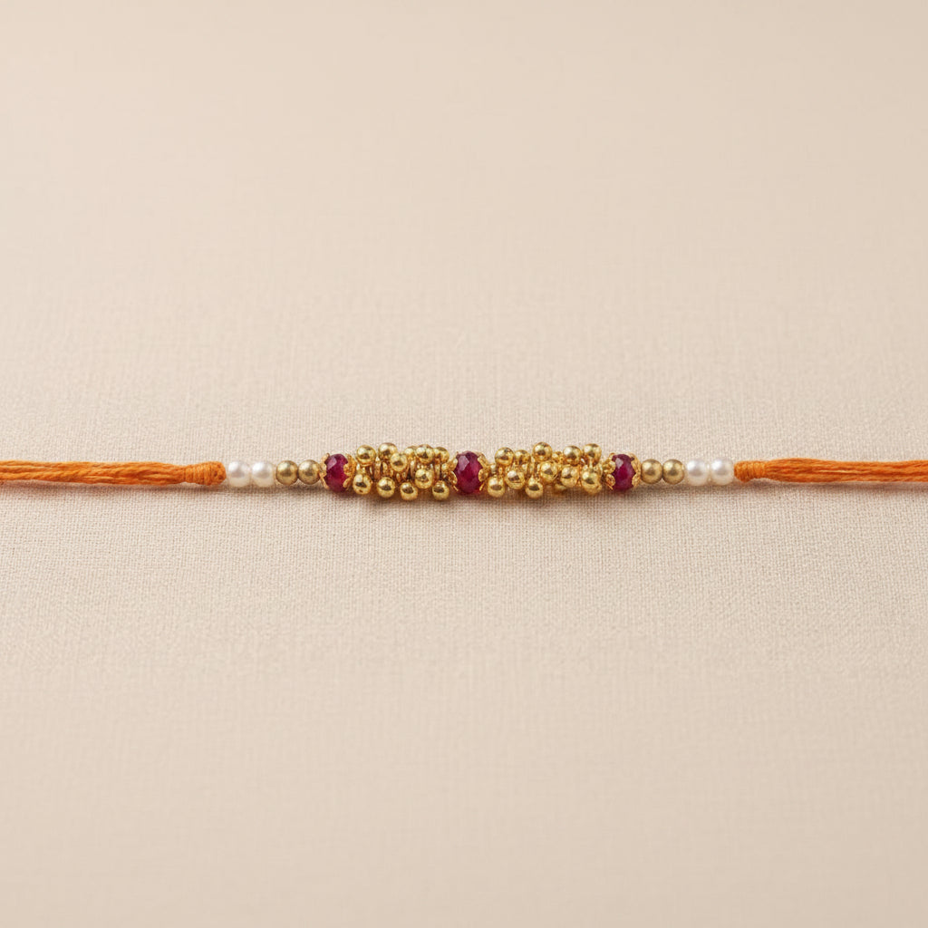 SN Ghungroo Ruby Rakhi Pack Of 1 Piece Handcrafted Traditional Raksha Bandhan Rakhi Ruby Inspired Detailing Ghungroo Festive Gift Elegant Artisan Design