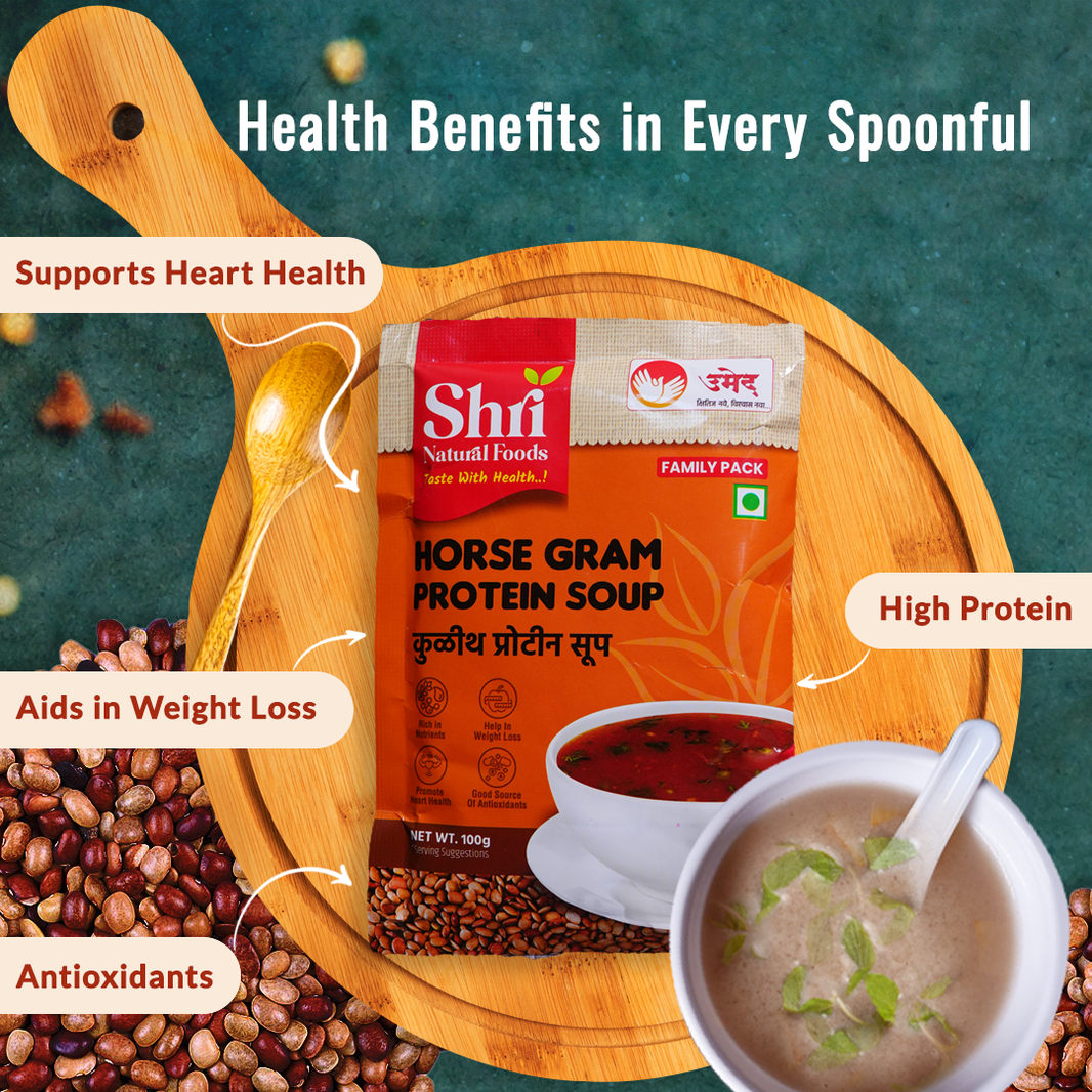 Shri Natural Food, Kulith (Horsegram) Protien Soup, Instant, Natural Ingredients, Healthy & Tasty, No Artificial Chemical, Pack Of 100 Gm