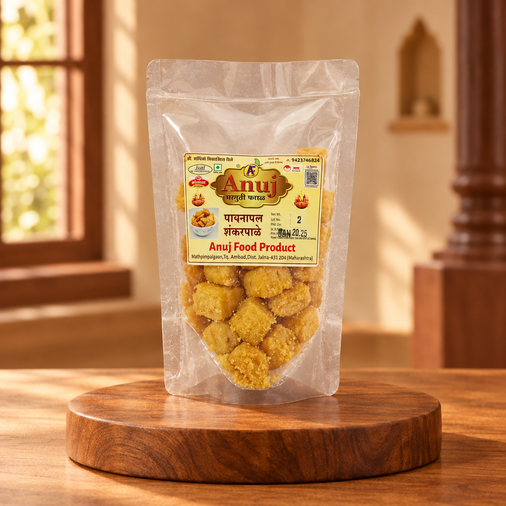 ANUJ Pineapple Shankarpale Pack Of 100gm Pineapple Flavoured Sweet Snack Crispy Traditional Maharashtrian Treat