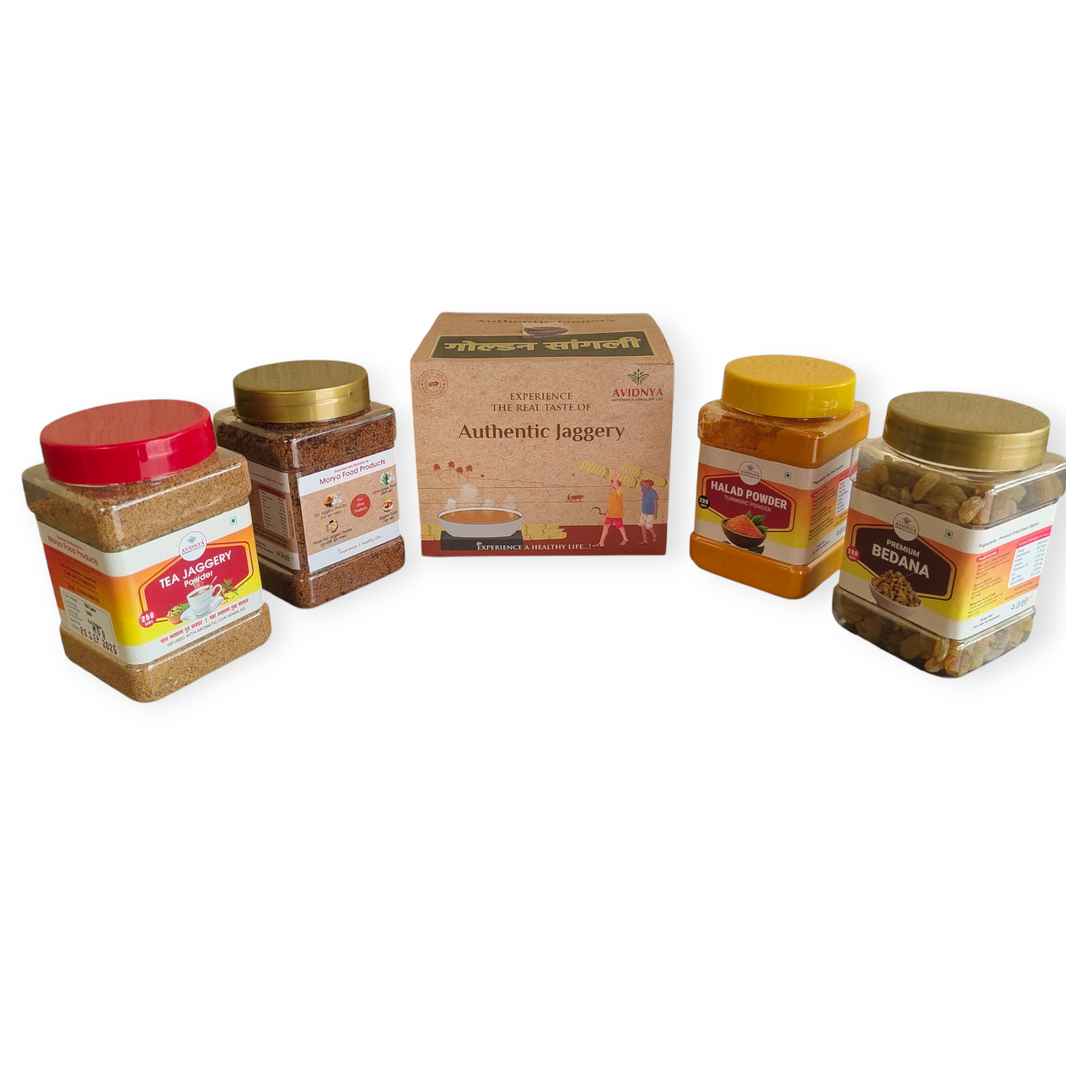 AHILYA MAHILA SHG, AVIDNYA FOODS Golden Sangli Gift Box Handmade with Care, Authentic Taste, Preservative-Free Pack of 950gm