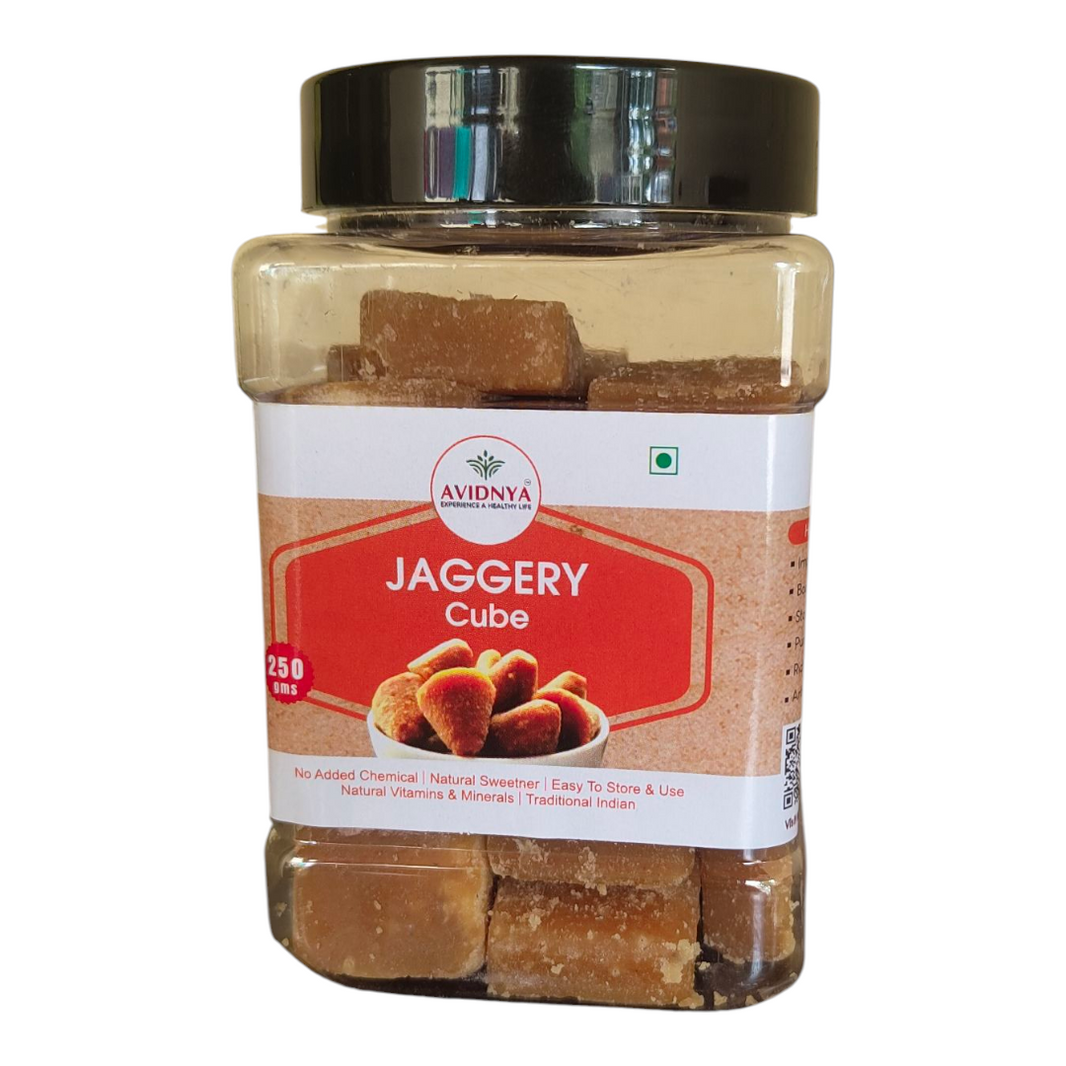 AHILYA MAHILA SHG, AVIDNYA FOODS Jaggery Cube Handmade with Care, Authentic Taste, Preservative-Free Pack of 250gm