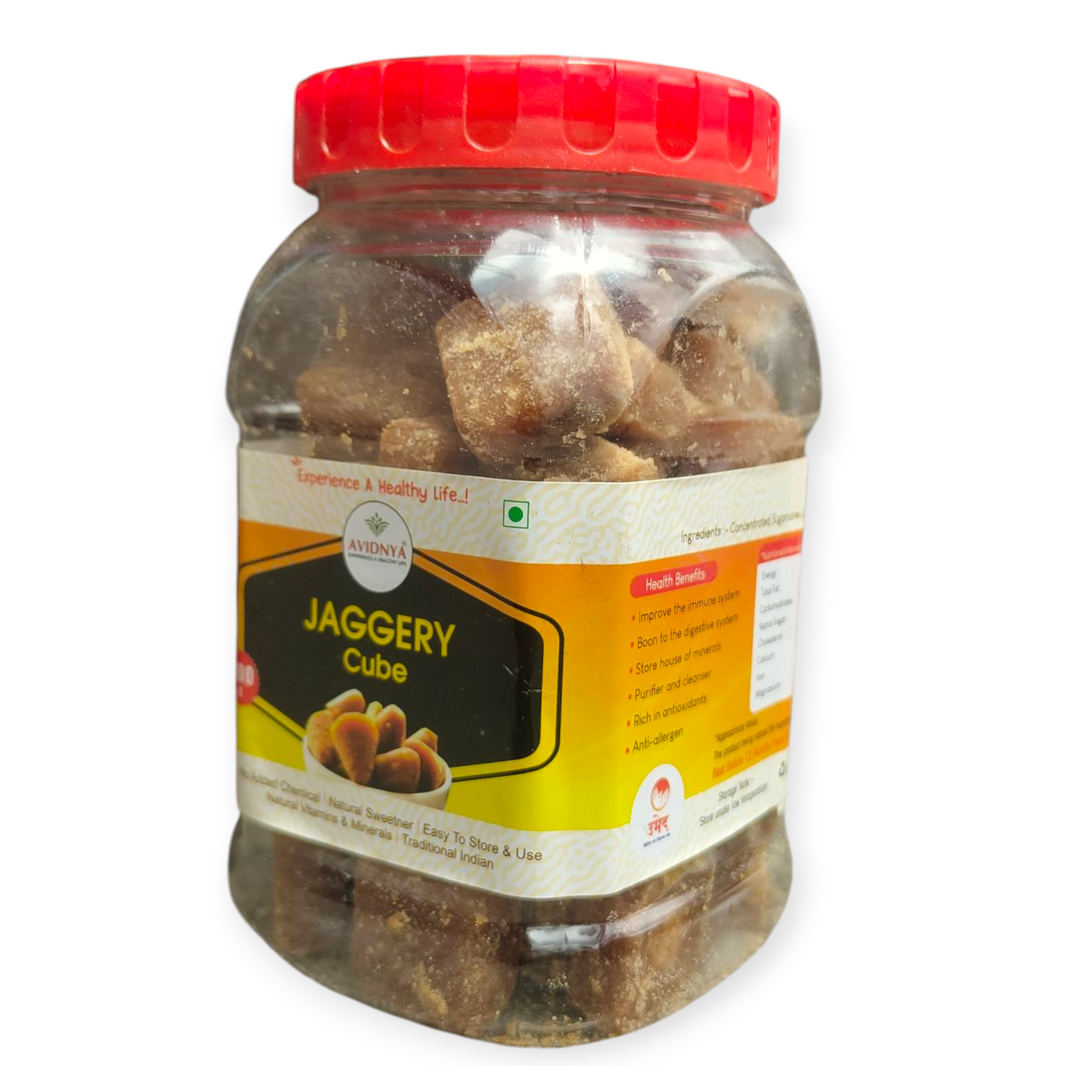 AHILYA MAHILA SHG, AVIDNYA FOODS Jaggery Cube Handmade with Care, Authentic Taste, Preservative-Free Pack of 500gm
