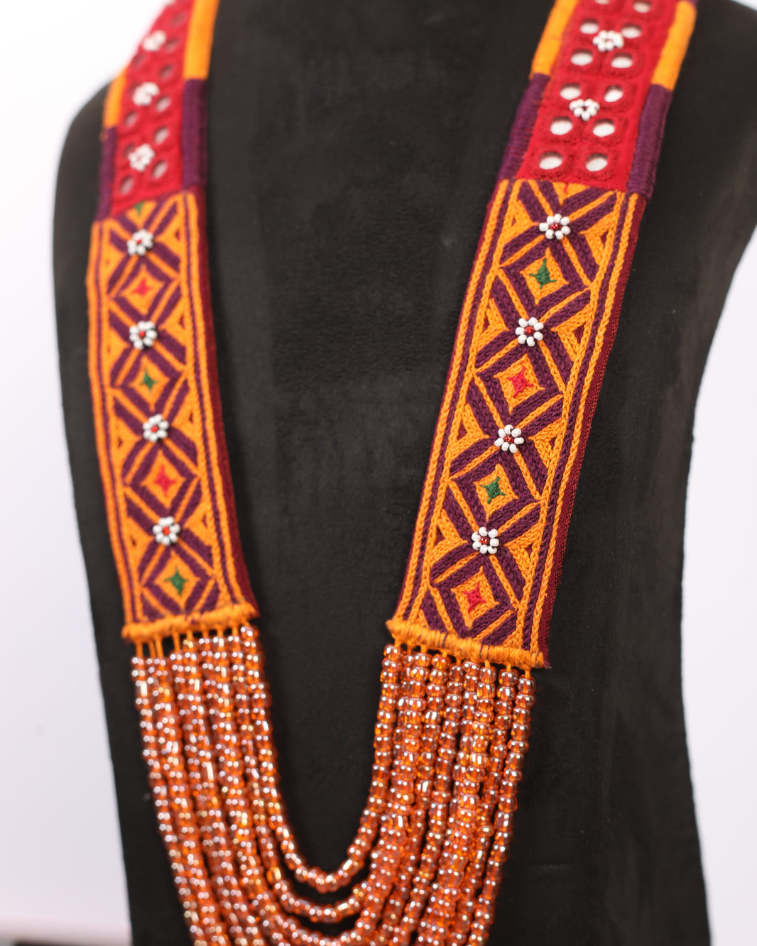 PENO Jewellery 2 Patch with Beads Tassel Pack Of 1 Item Handcrafted Banjara Jewellery Two Textile Patches Colourful Beads Traditional Tassel