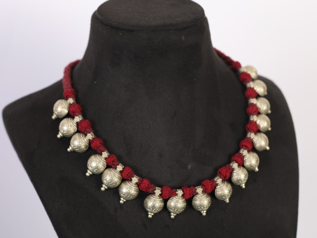 PENO J choker with German Silver Coin Pack Of 1 Item Handcrafted Banjara Choker German Silver Coin Traditional Textile Colourful Folk Jewellery