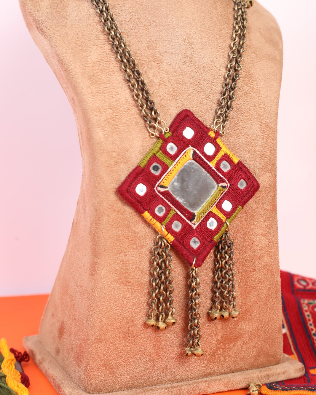 PENO Trangale with Chain Latkan Pack Of 1 Item Handcrafted Banjara Jewellery Traditional Textile Chain Latkan Colourful Ethnic Accessory