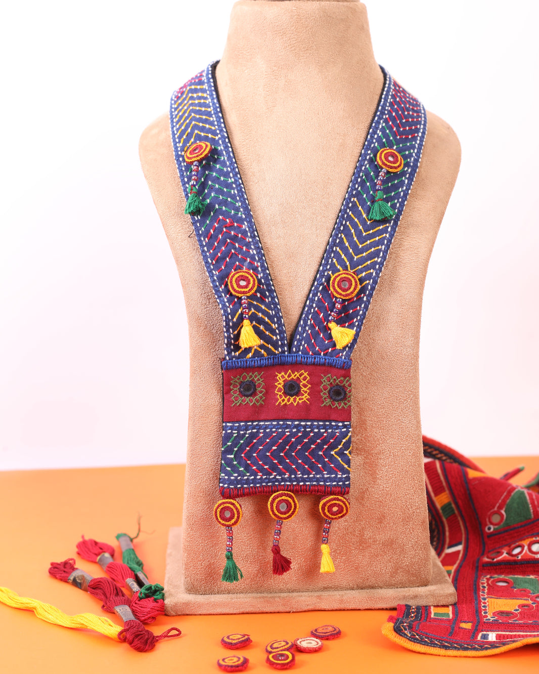 PENO Collar Jewellery with Fundka Latkan Pack Of 1 Item Handcrafted Banjara Statement Necklace Collar Jewellery Fundka Latkan Traditional Textile