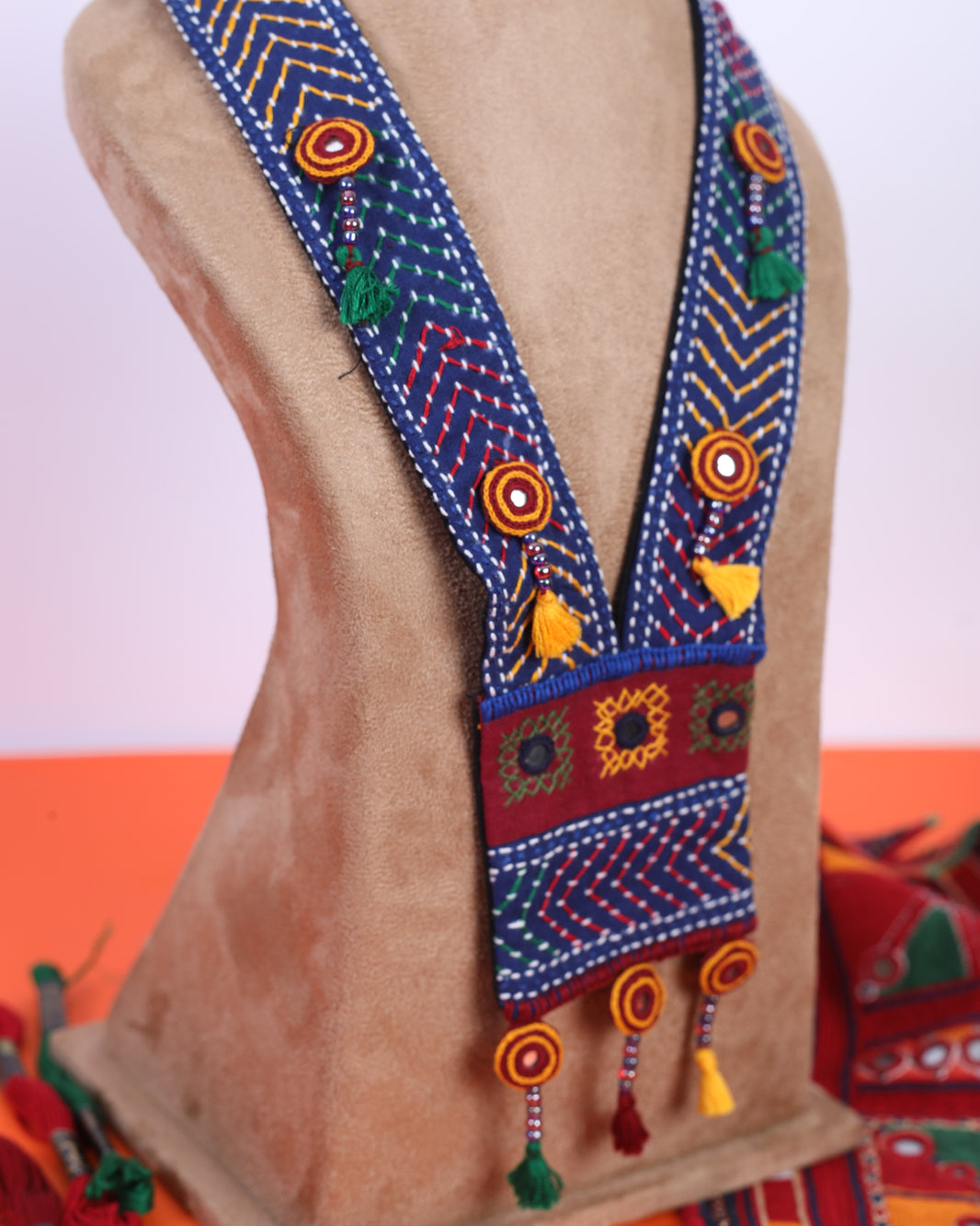 PENO Collar Jewellery with Fundka Latkan Pack Of 1 Item Handcrafted Banjara Statement Necklace Collar Jewellery Fundka Latkan Traditional Textile