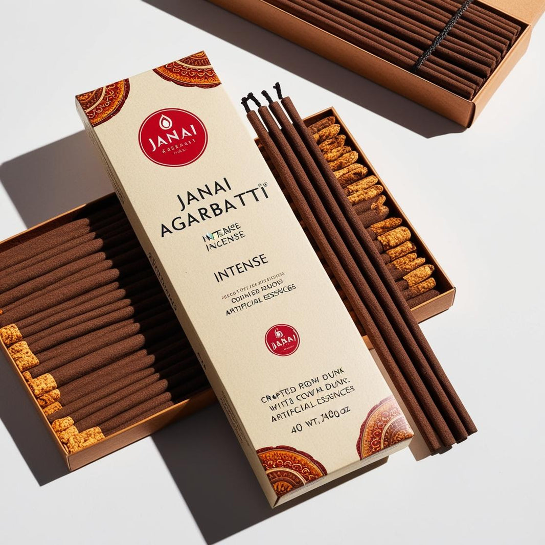 JANAI Agarbatti Intense Stick , Made By Cow Dung, No Artificial Essence, Pack of 40 sticks