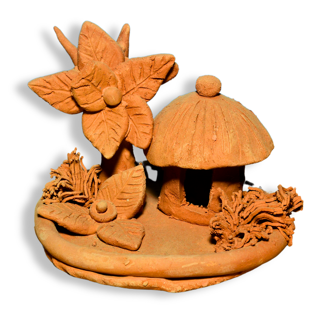 Rustic TERRACOTTA HUT SCULPTURE, Made By Natural Soil, Local Craftsmanship, PM Vishwakarma, Pack Of 1