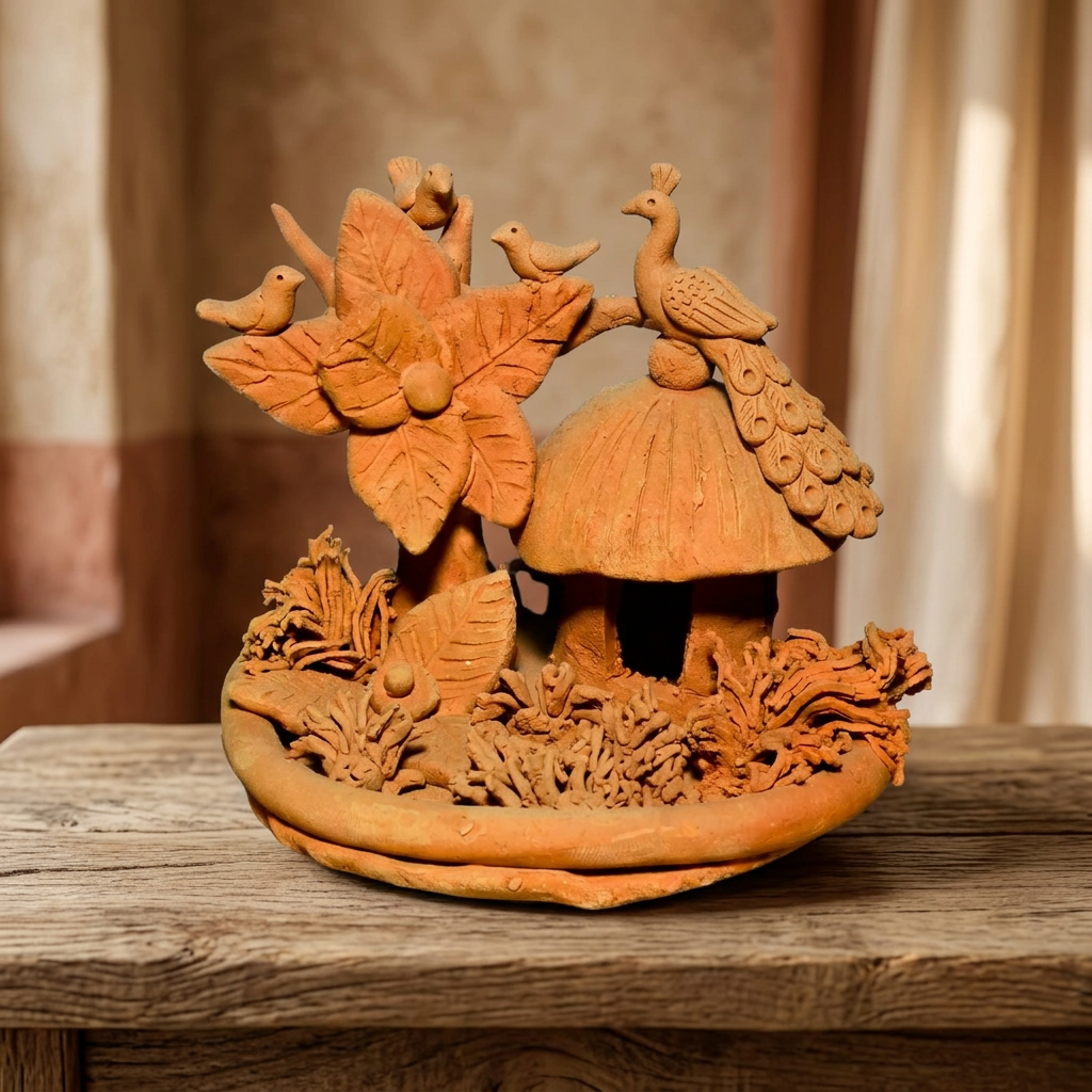 Rustic TERRACOTTA HUT SCULPTURE, Made By Natural Soil, Local Craftsmanship, PM Vishwakarma, Pack Of 1