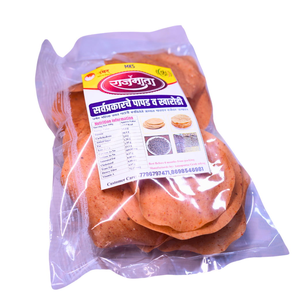 Jwari Papad, Produced By Women, Umed SHG, Rajmata Brand, 250 Gm