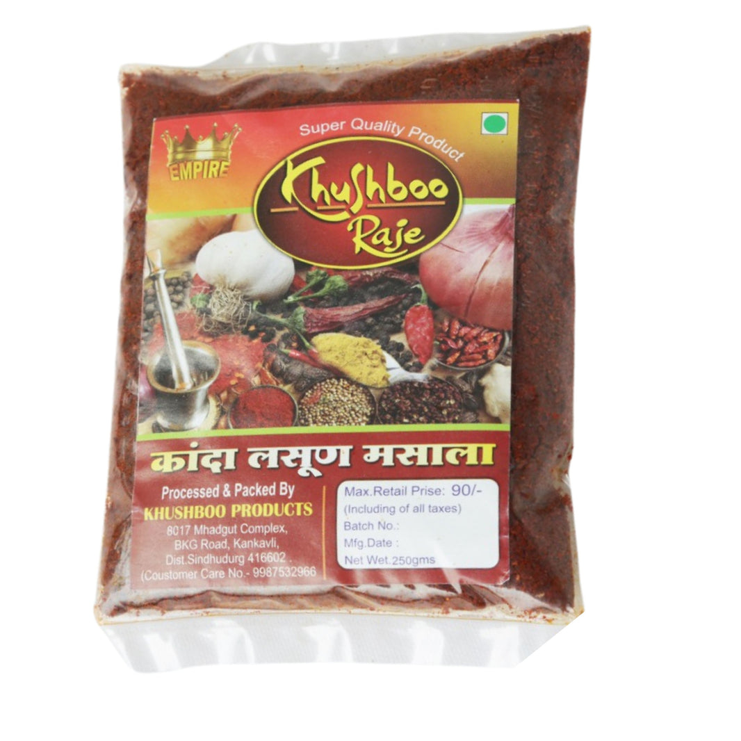 NEW KHUSHABU, Spices, Kanda Lasun Masala, Made By Natural Ingredients, No Artificial Chemicals, Pack Of 250 gm