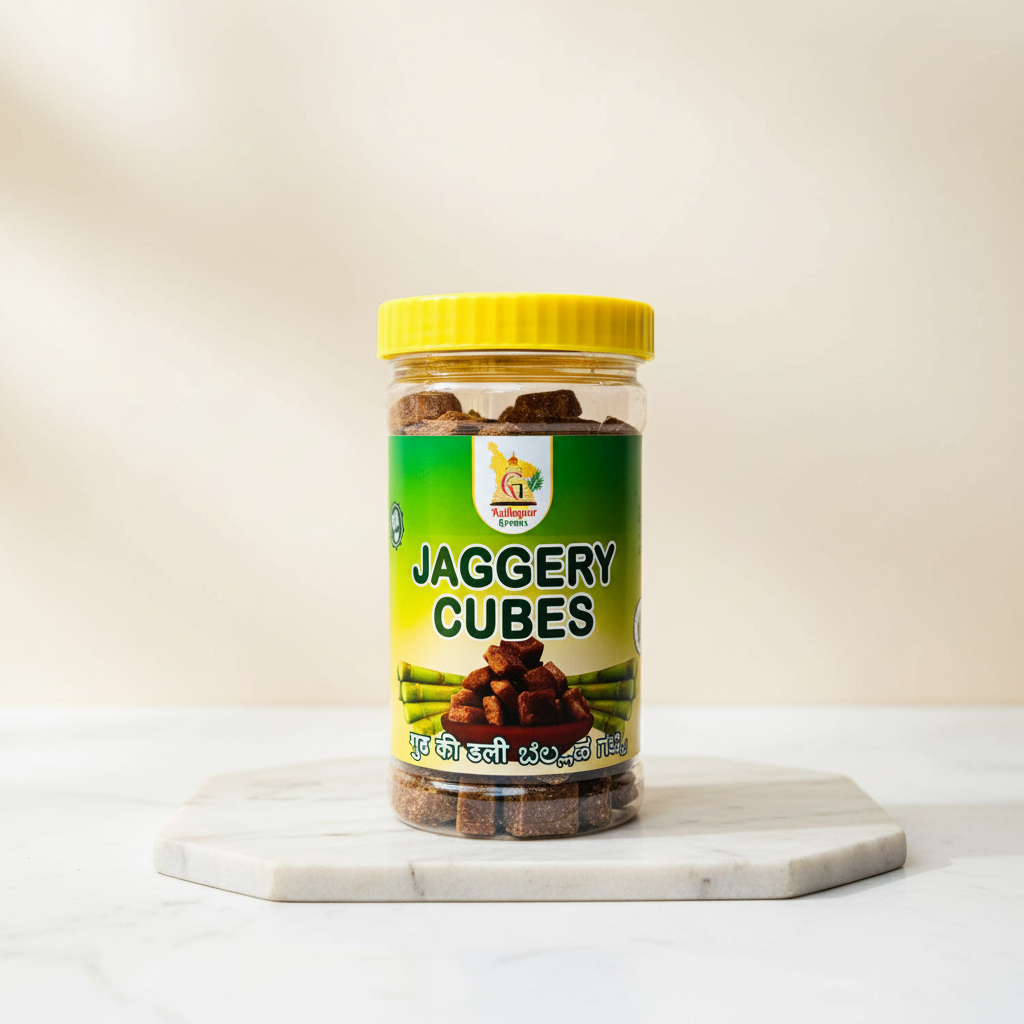Kolhapur Greens Pure Deshi Gul (Jaggery) Cubes, Sakhi SHG, Natural, Chemical Free, 250 gm