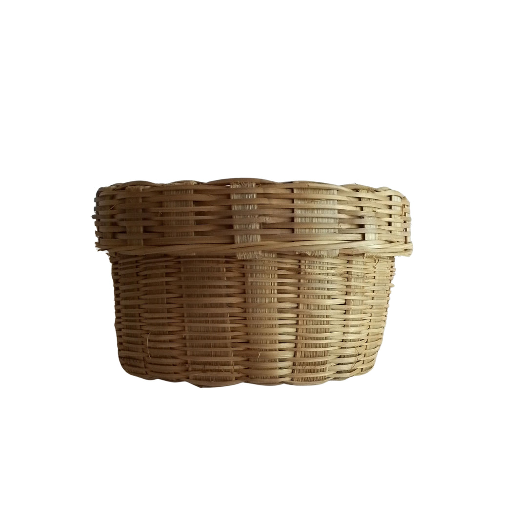 LAKSHMI BAMBOO UDYOG, Sadha Dabba With Lid, Bamboo ART, Natural Wood, Local Craftsmanship, Pack of 1 No
