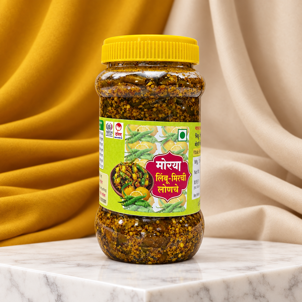 MORYA, Limbu Mirchi, Lemon-Chili Pickle, Natural Ingredient, No Artificial Essence, Pack of 500 gms