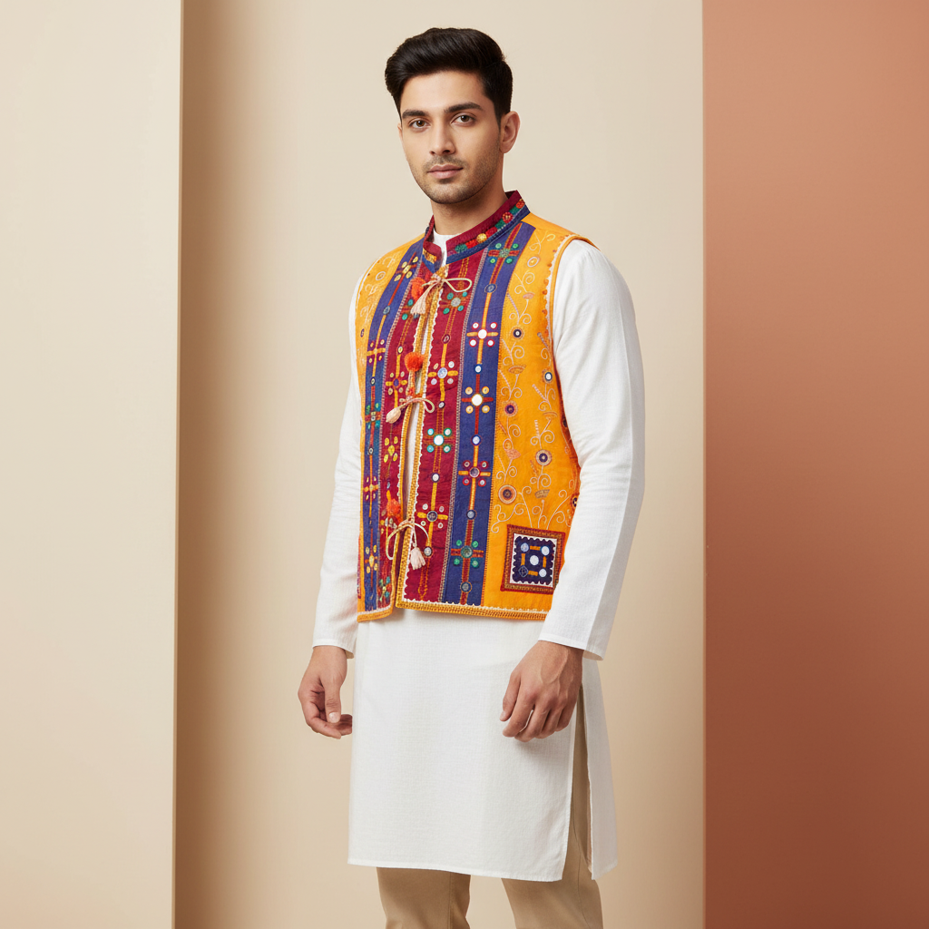 PENO Mens Jacket Free Size Pack Of 1 Item Handcrafted Banjara Mens Jacket Traditional Textile Folk Craft Ethnic Wear
