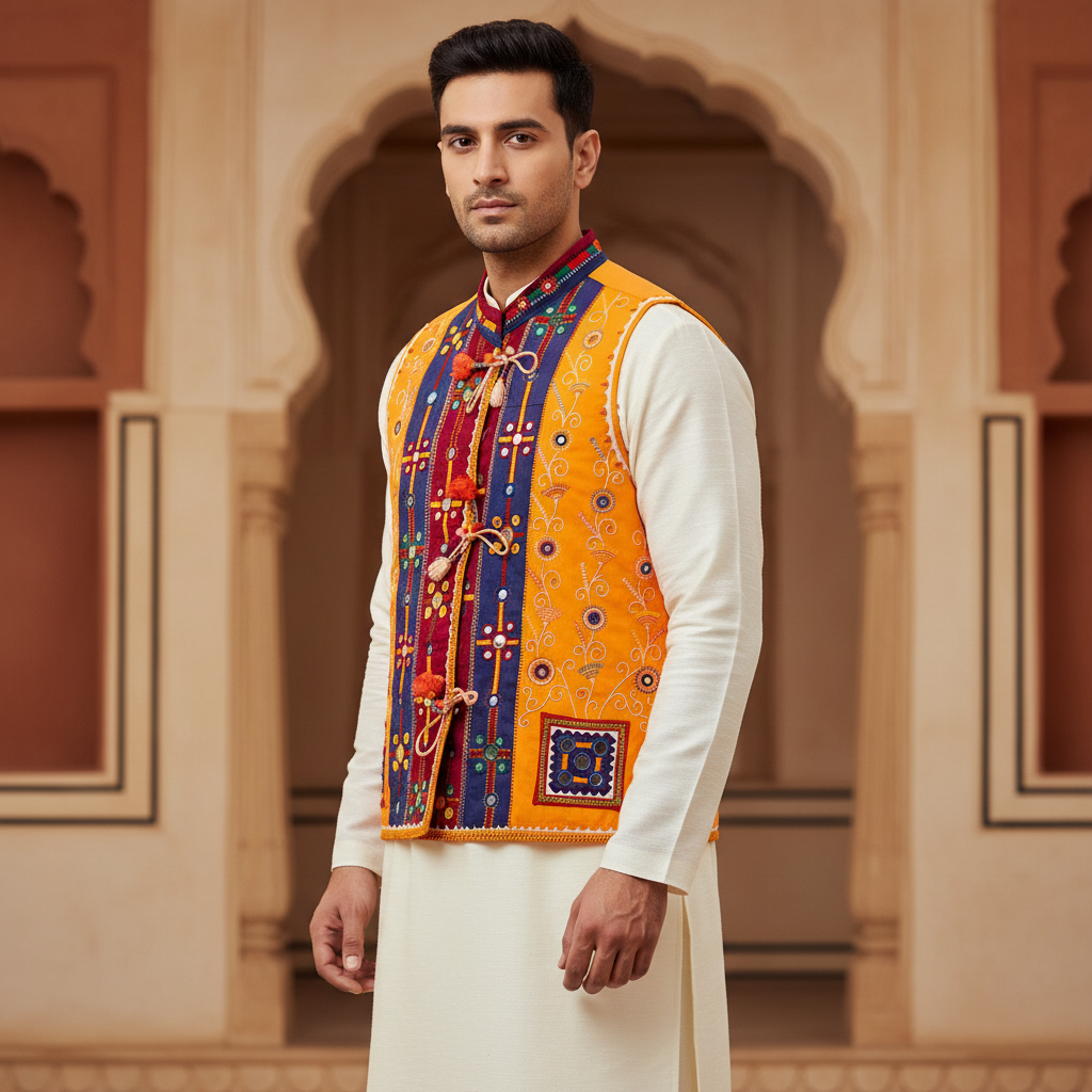 PENO Mens Jacket Free Size Pack Of 1 Item Handcrafted Banjara Mens Jacket Traditional Textile Folk Craft Ethnic Wear