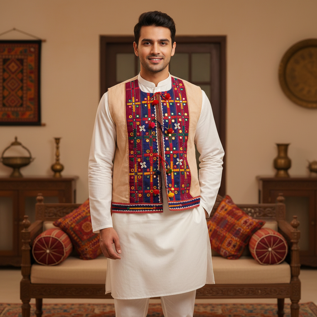 PENO Mens Jacket Free Size Pack Of 1 Item Handcrafted Banjara Mens Jacket Traditional Textile Folk Craft Ethnic Wear