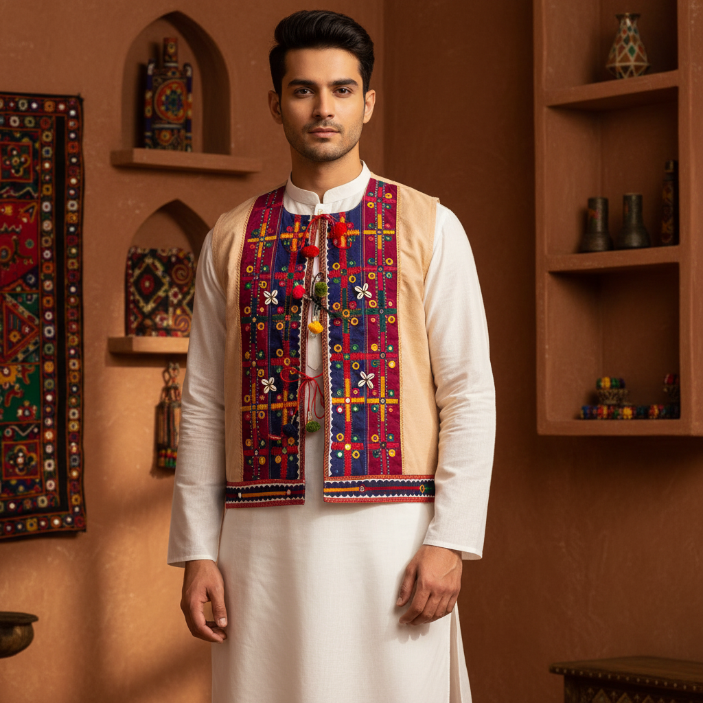 PENO Mens Jacket Free Size Pack Of 1 Item Handcrafted Banjara Mens Jacket Traditional Textile Folk Craft Ethnic Wear