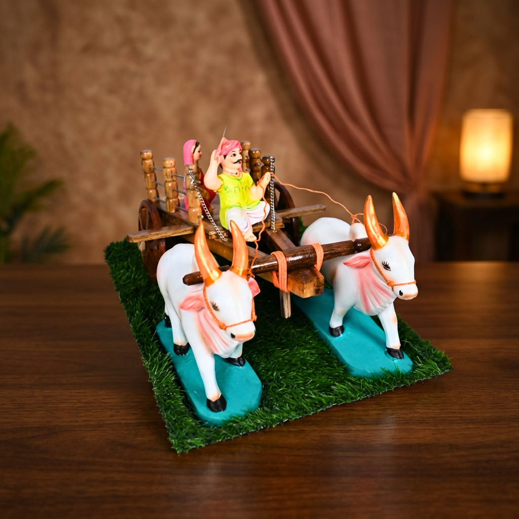 NIKS ART Wooden Bullock Cart, Wooden ART, Vaishali SHG, Natural Wood, Local Craftsmanship, Pack of 1 No