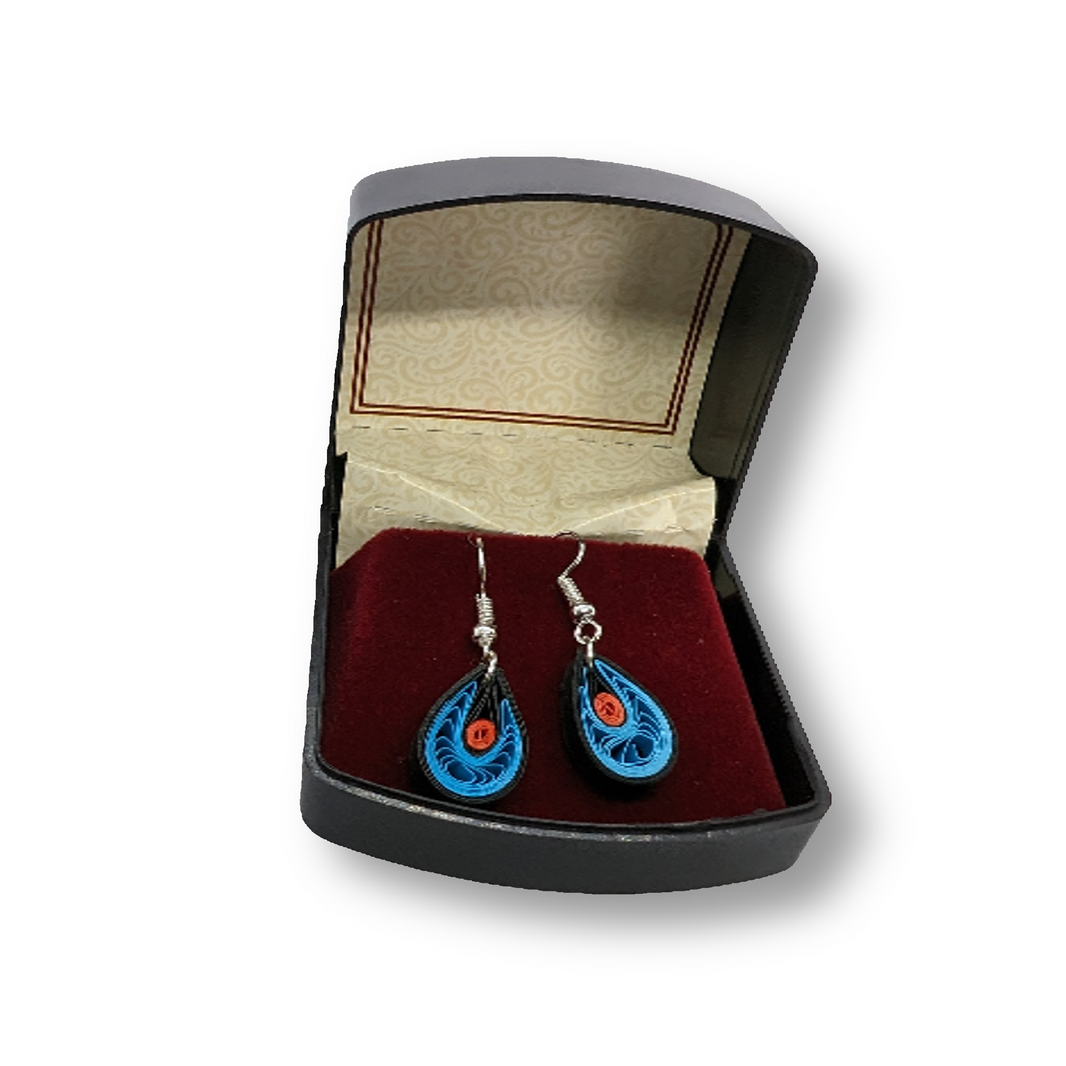 KAGDI KALA , Blue Teardrop Dangle Earrings, Local Craftsmanship, Pack Of 1 Pair