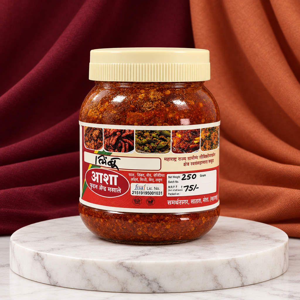 आशा फूड आणि मसाला लिंबाचे लोणचे, नैसर्गिक घटकांनी बनवलेले, कृत्रिम चव नाही, 250 ग्रॅमचा पॅक