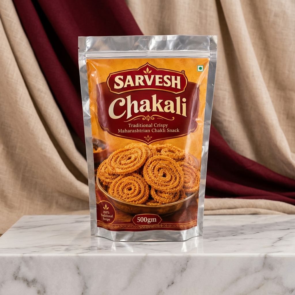SARVESH Chakali Pack Of 500gm Traditional Crispy Maharashtrian Chakli Snack Savoury Crunchy Tea Time Snack Authentic Taste