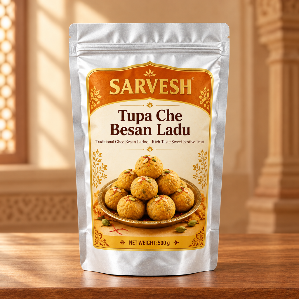 SARVESH Tupa Che Besan Ladu Pack Of 500gm Traditional Ghee Besan Ladoo Rich Taste Sweet Festive Treat