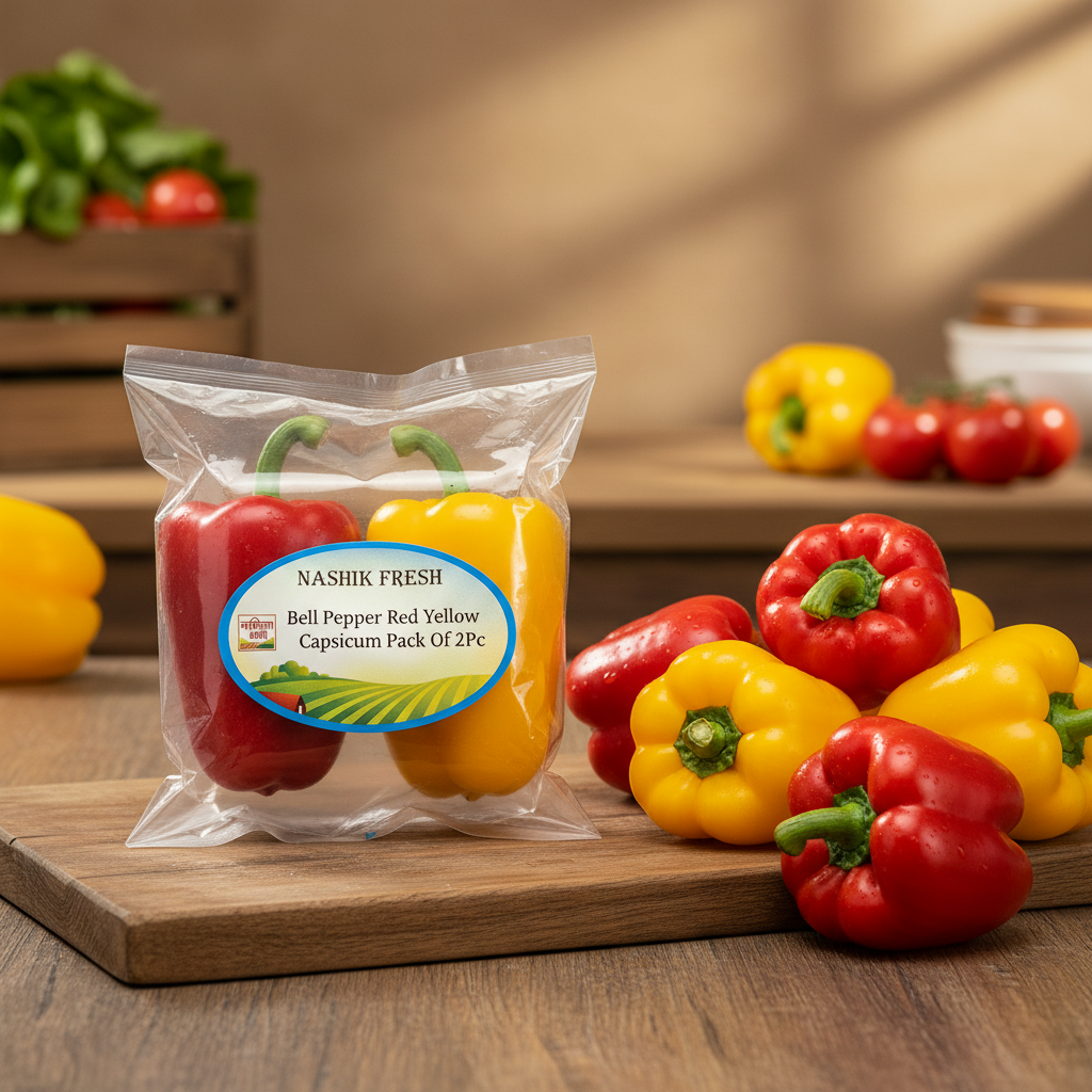 FRESH Bell Pepper Red Yellow Capsicum Pack Of 2Pc Fresh Colourful Vegetables Crisp Premium Quality