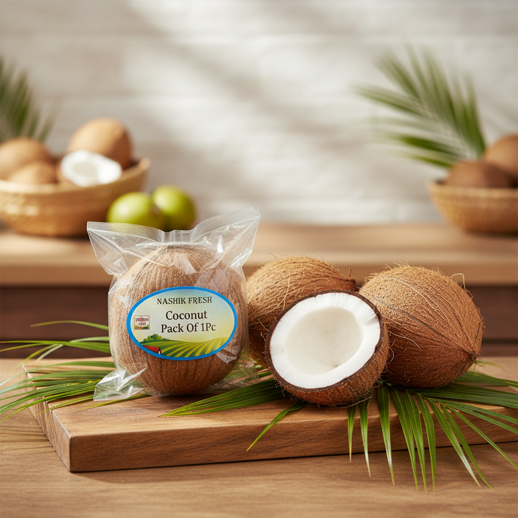 FRESH Coconut Pack Of 1Pc Fresh Natural Whole Coconut Rich White Flesh Premium Quality Daily Cooking